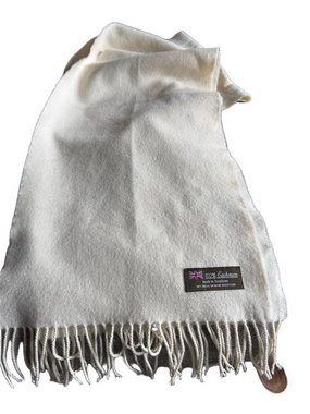 Cashmere Ivory Scarf Made in Scotland Soft Luxe Wrap 63x12 Classic